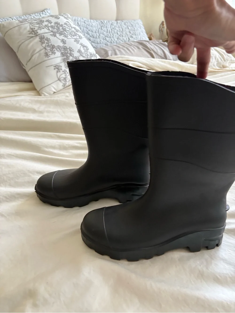 Big Kid Black Rubber Rain Boots worn once